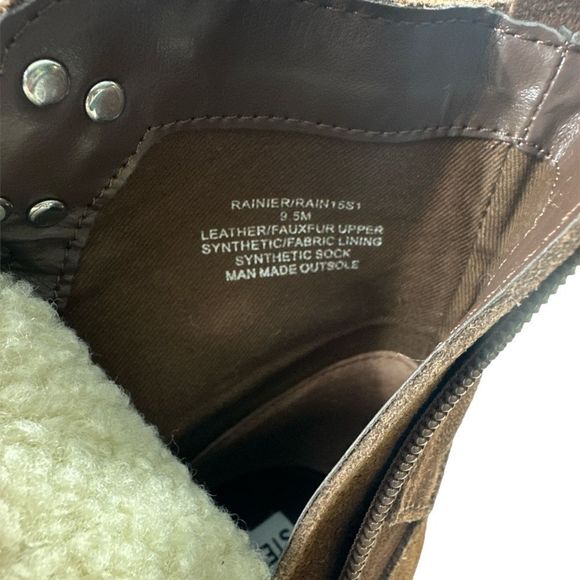 NWT Steve Madden Cognac Suede Leather Lace-Up Platform Ankle Boots 9.5 - Picture 7 of 9